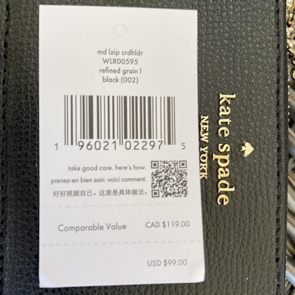 Kate Spade Darcy Medium L-Zip Card Holder Black - Picture 3 of 15